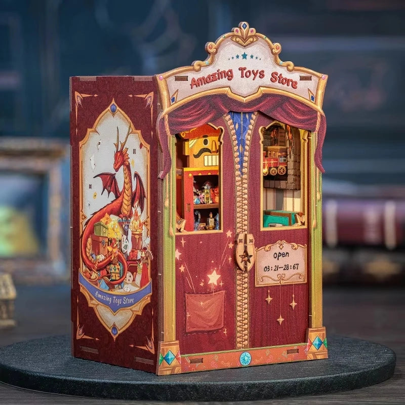 CUTEBEE Book Nook Kit DIY Doll House with LED Light Bookshelf Insert Eternal Bookstore Model Collection Series For Birthday Gift