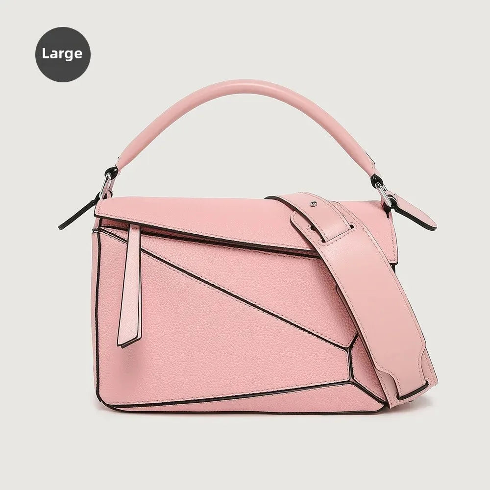 New Simple PU Geometric Handbag Women's Crossbody Bag Large Capacity Lightweight Doctor Bag Versatile Business Casual Style
