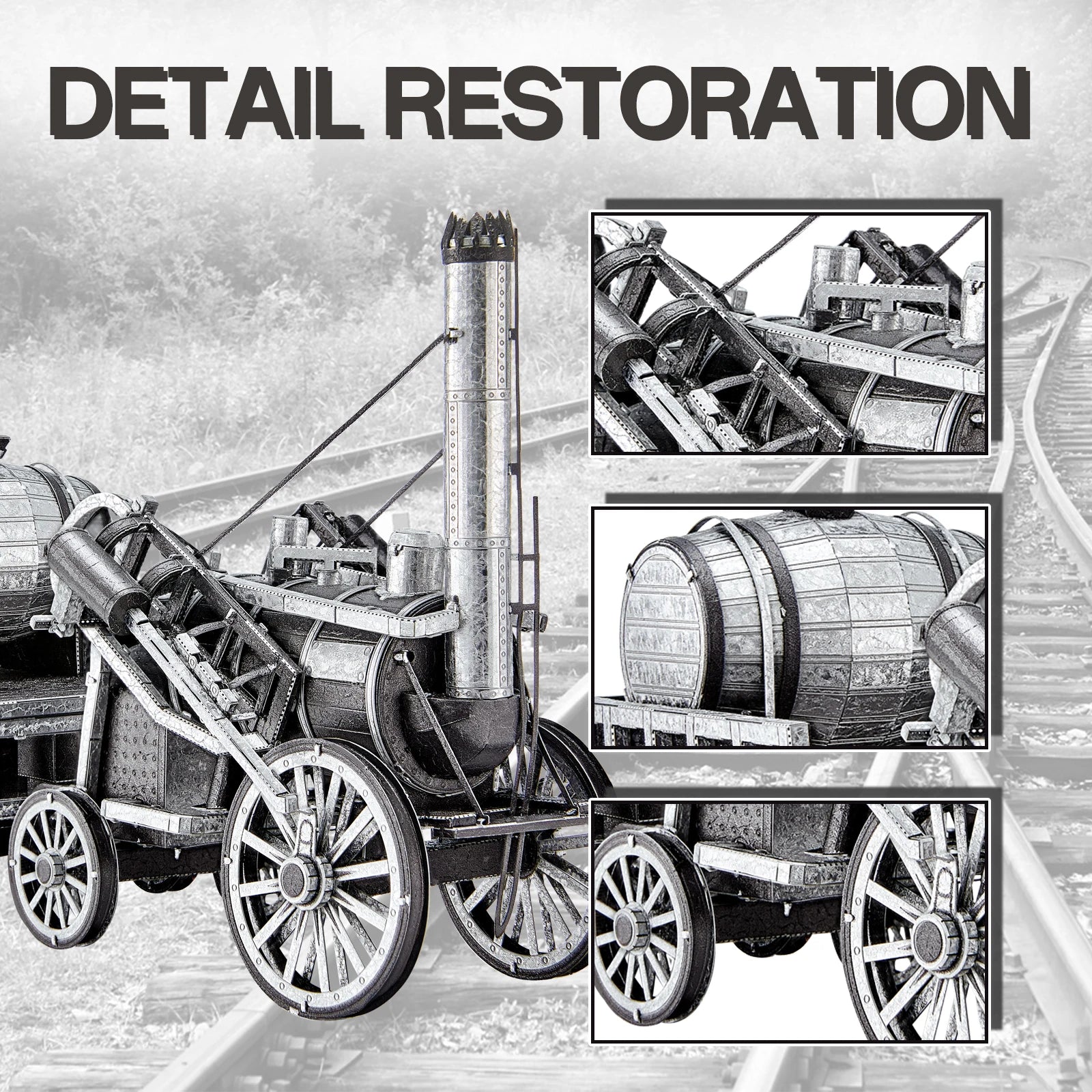 Piececool Metal 3D Puzzles Rocket (Lokomotive) Diy Assembly Metal Model Kits DIY Jigsaw Building Blocks Best Gifts for Adult