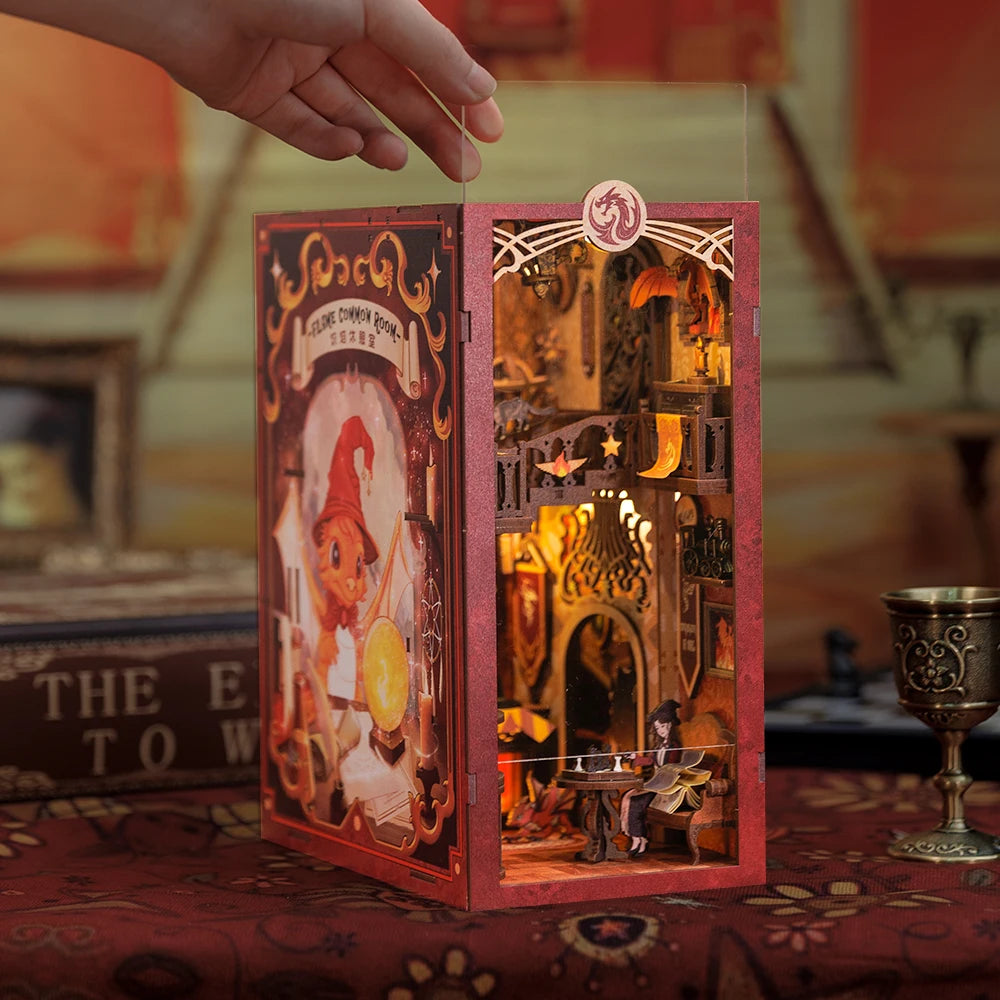 CUTEBEE DIY Book Nook Kit Miniature Doll House With LED Light 3D Puzzle Model Building Wooden Booknook Toy Adults Birthday Gifts