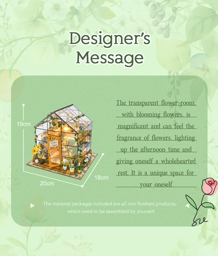 3D DIY Miniature Greenhouse Assembly Kit - Creative Micro-Landscape Model for Birthday & Christmas Gifts (Black Friday Deal)