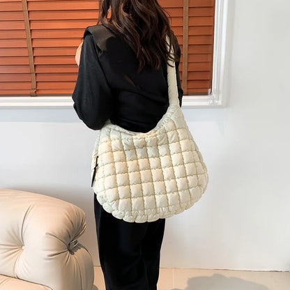 Quilted Bubbles Shoulder Bags Women Large Capacity Sling Bag Puffer Padded Fashion Satchel Bag Casual Solis Color Crossbody Bags