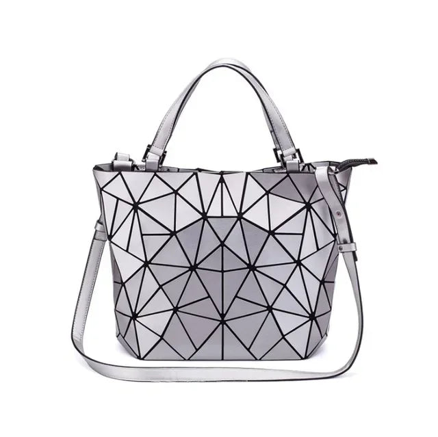 Luminous  big bag Holographic reflective geometric bags for women 2024 Quilted Shoulder Bags female Handbags bolsa feminina