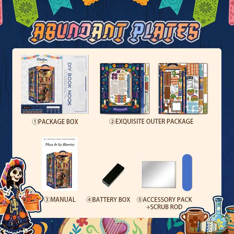 CUTEBEE DIY Miniature House Book Nook Kit - Laser Cut 3D Wooden Puzzle for Adults, Creative Bookshelf Insert & Home Desk Decor