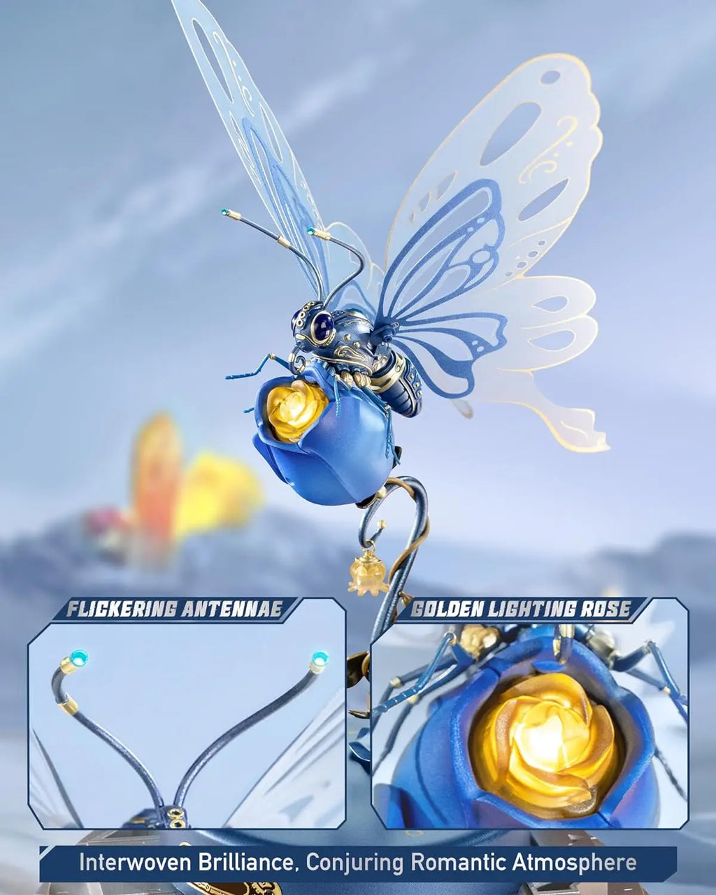 Robotime Rokr 3D Metal Puzzle Butterfly with LED Light of Industrial-style Building Block gift for Kids-MI05