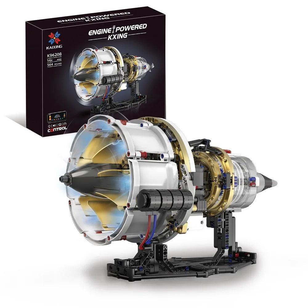 K96208 Aerospace Turbofan Engine Building Block Model Kit App Programming with Light Kit Brick Collection Ornaments Adult Gift