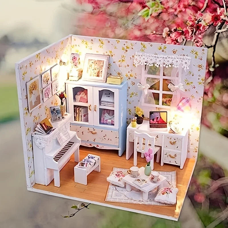 DIY 'Blossom in Summer' Wooden Model House Kit - with FREE Dust Cover, Collectible Display, Home Decor, Creative Christmas