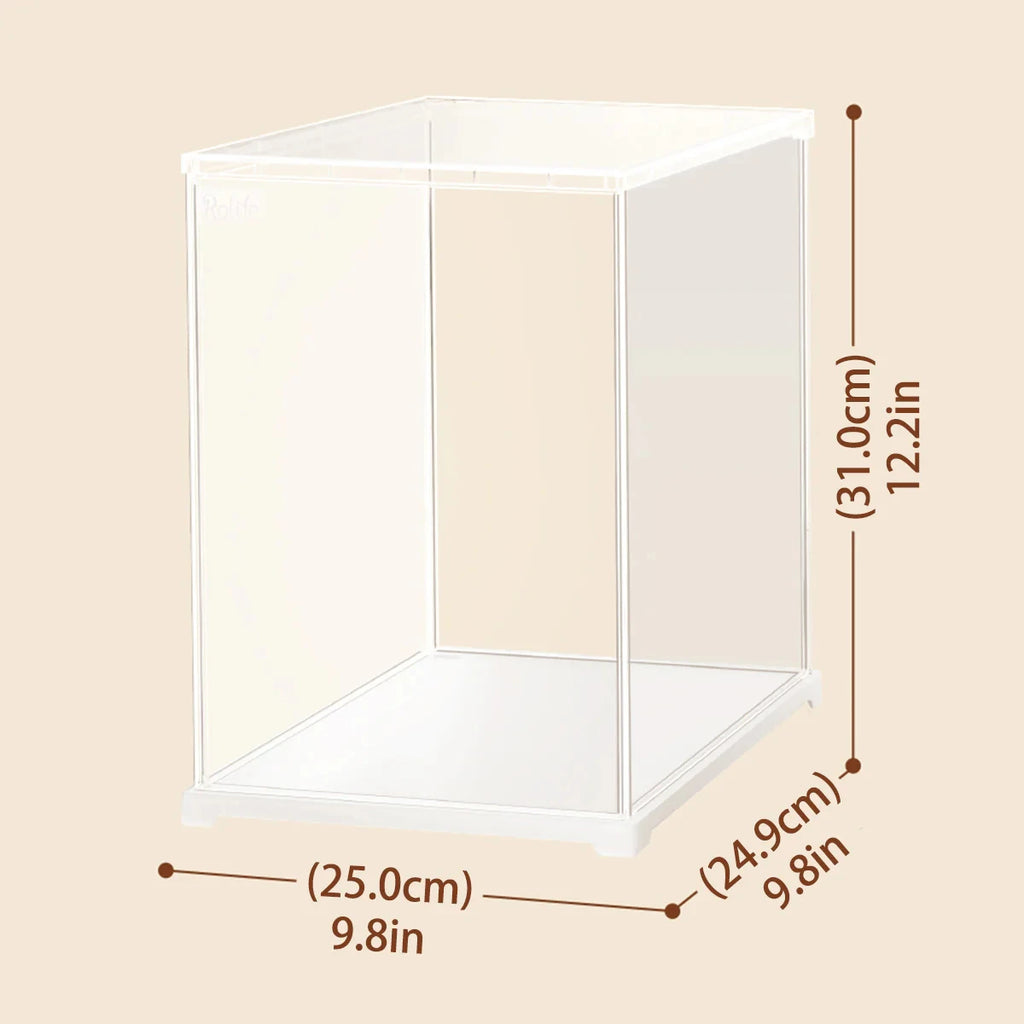ROBOTIME Rolife Clear Display Case Portrait Size with Front Door Stackable Design Dust Proof Showcase for Miniature Houses