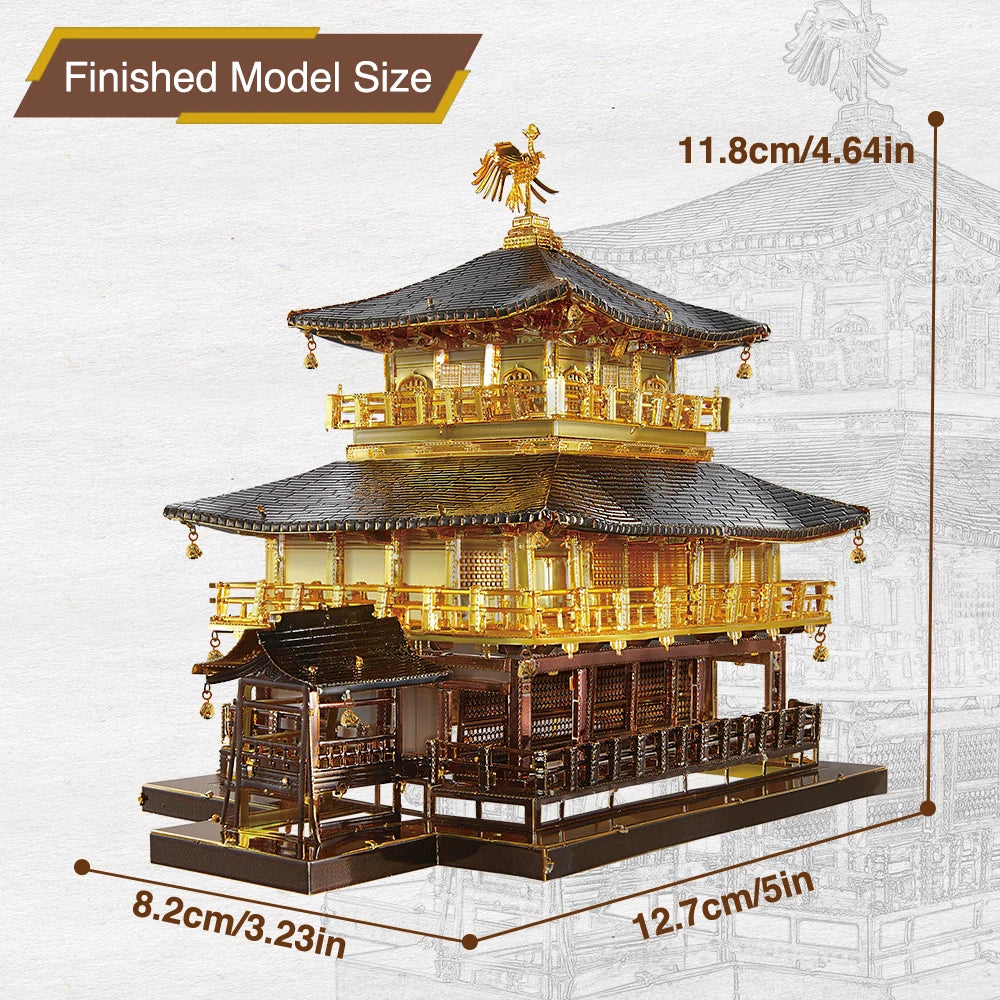 Piececool 3D Metal Puzzles Golden Pavilion Assembly Model Kits Famous Janpan Architecture Jigsaw Toy DIY Set Christmas Gifts