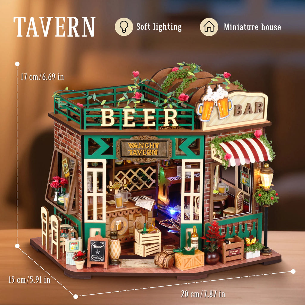 DIY Beer Bar Craft Kit – Handmade Micro House Model Christmas Gift for Adults, Creative Dollhouse Decor (Assembly Required)