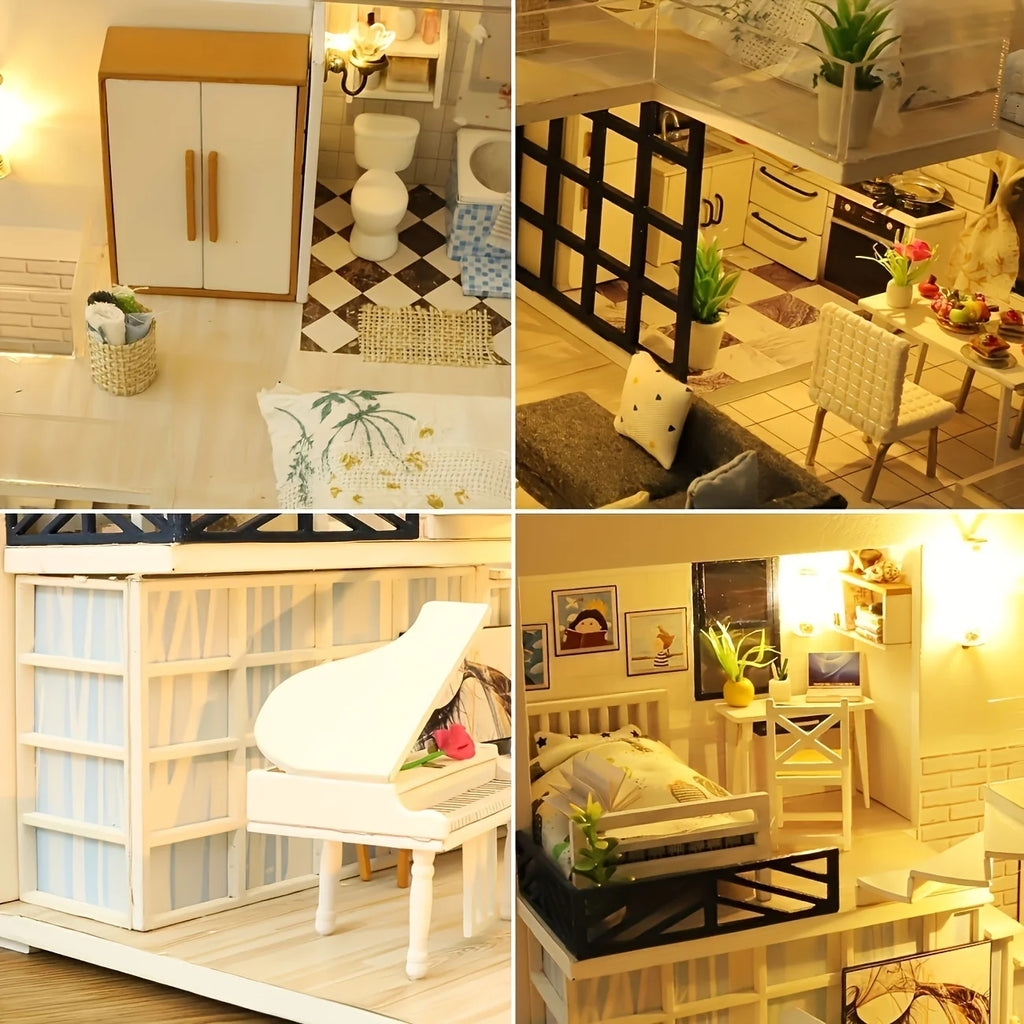 1pc,Diy Wooden Doll House,Assembly Model Kit,3d Puzzle, Birthday Christmas Gifts for teenagers and adults,Home Decor Micro Model