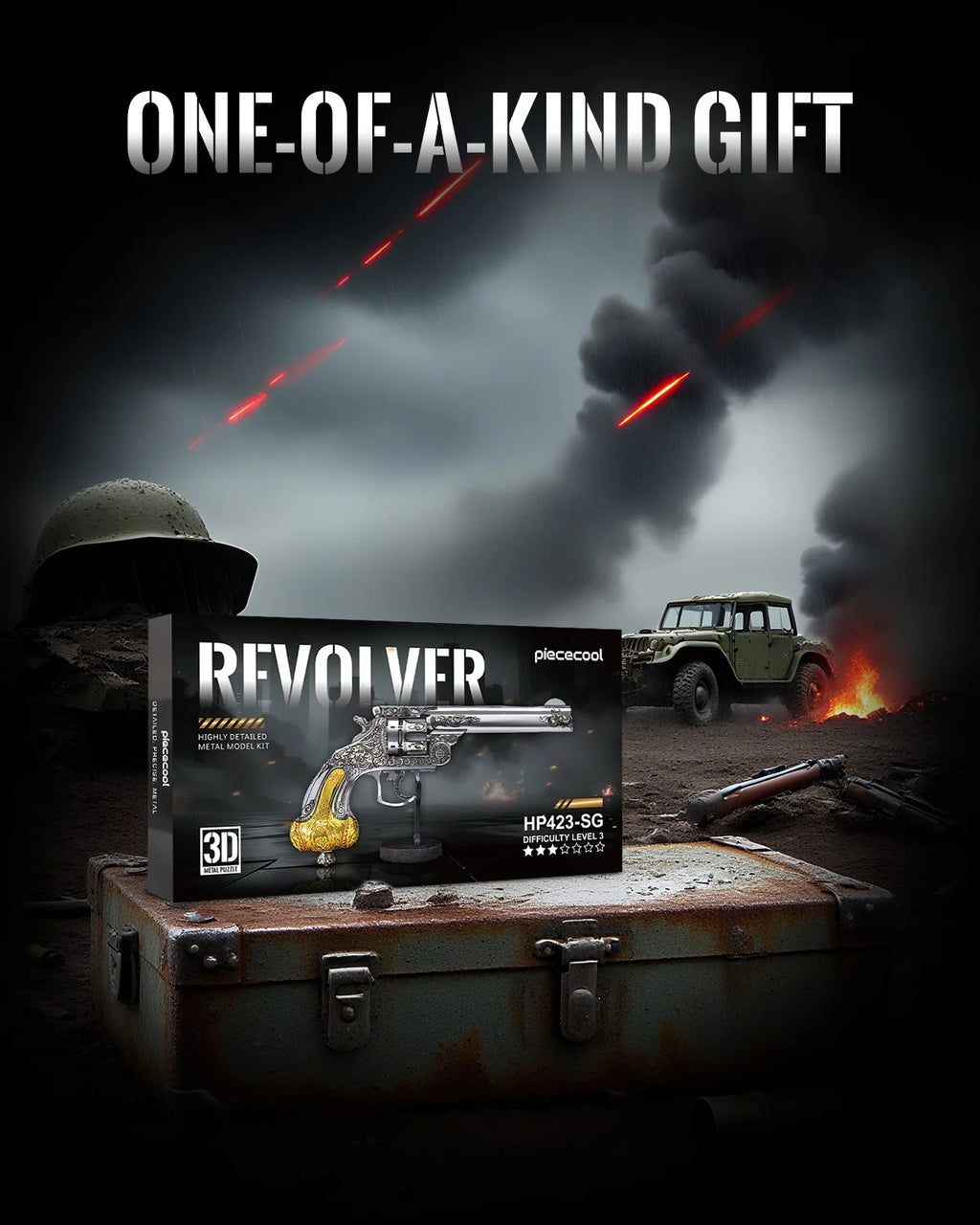 Piececool 3D Metal Puzzles Revolver Assembly Model Kits Jigsaw DIY Crafts for Brain Teaser Hobbies for Family Time