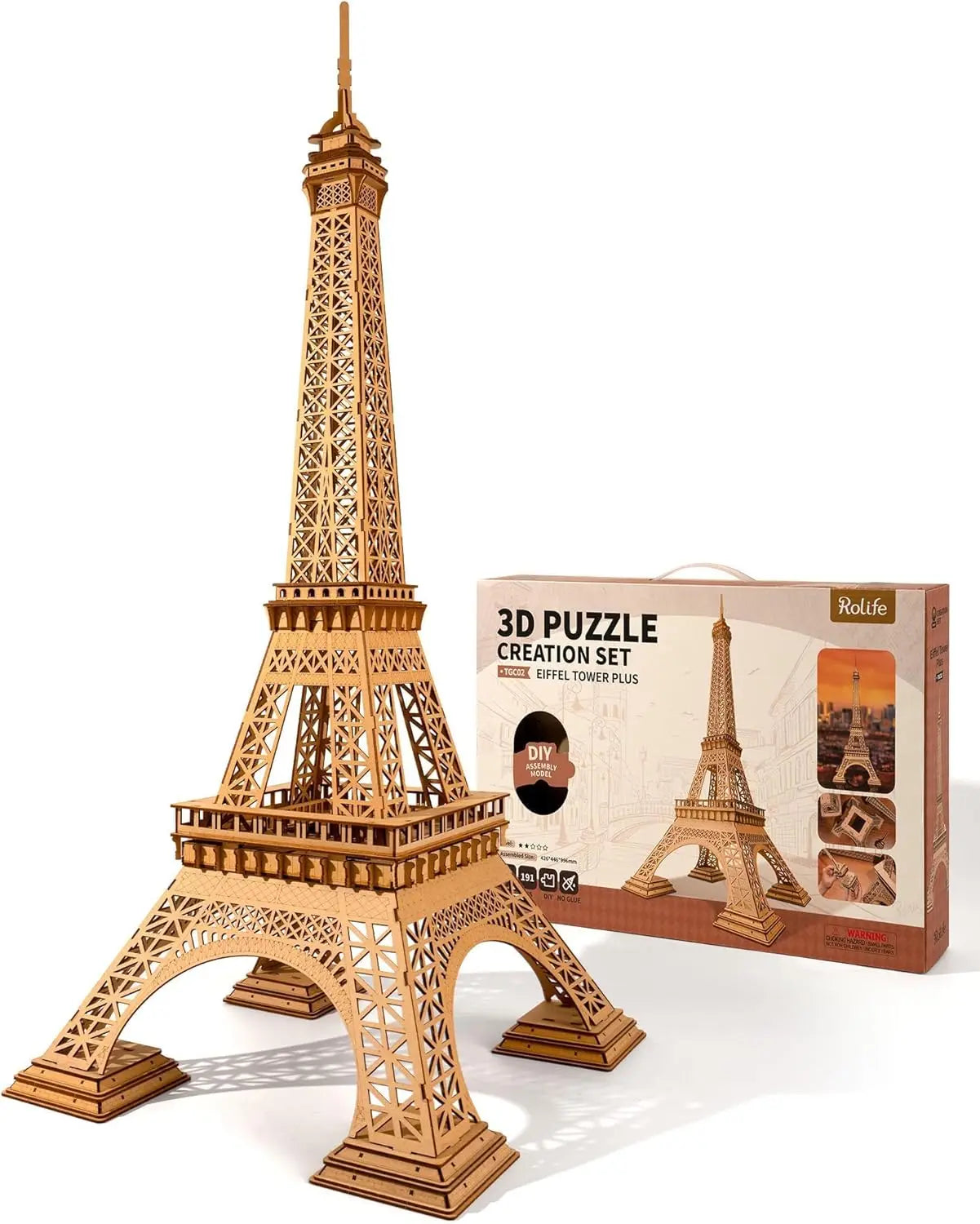 Robotime DIY 3D Wooden Puzzles Large Eiffel Tower Set-Model Building Sets Paris as Room Decor Birthday for Women and Men