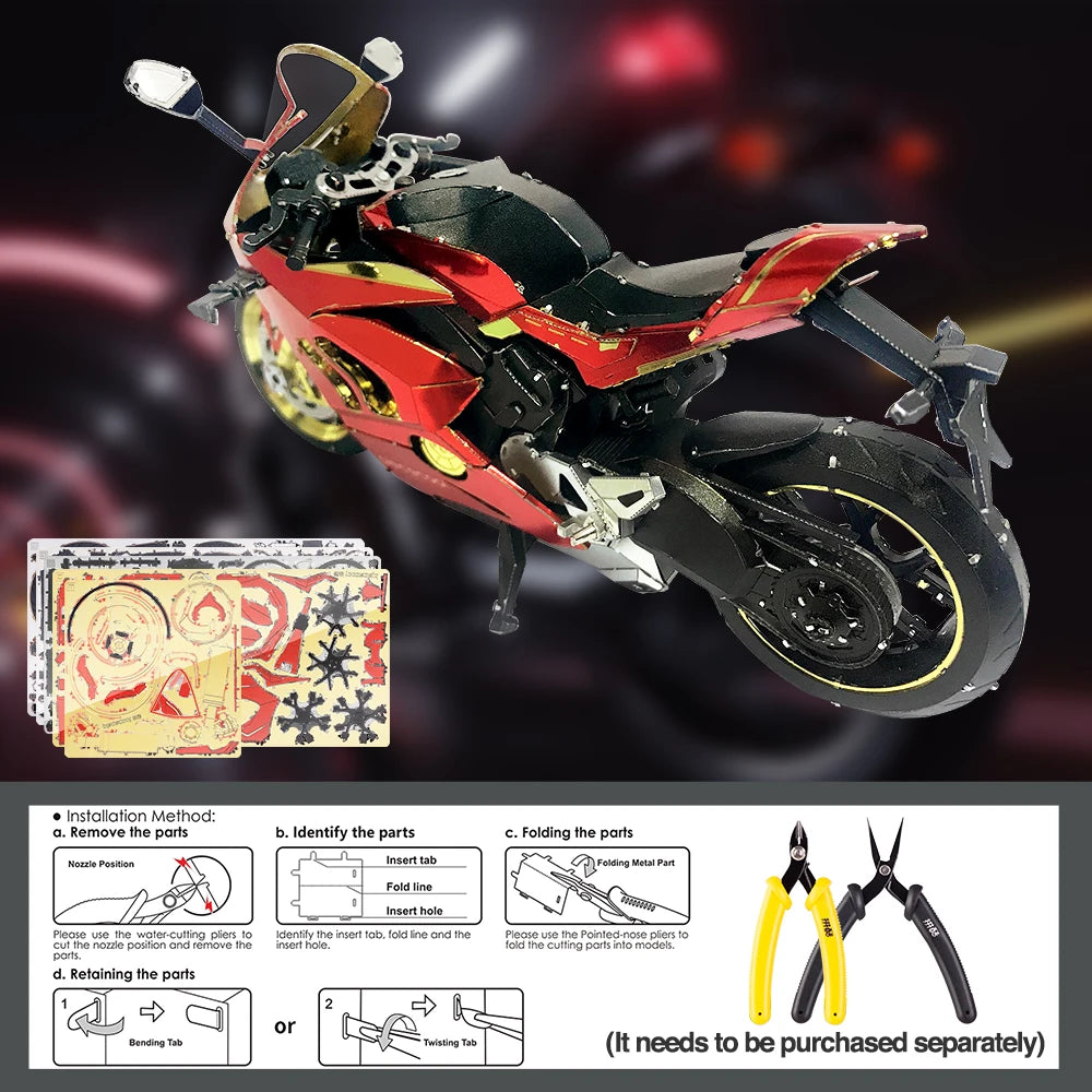Piececool 3D Metal Puzzles Gifts Motorcycle III Assembly Model Kits DIY Toys for Teens Jigsaw 218pcs
