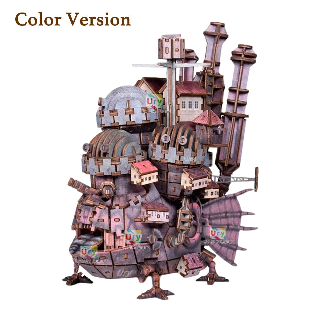 URY 3D Wooden Puzzle Creative Magic Steel Castle Theme Film Movie Series DIY Toy Home Decoration Model Kit Gifts for Adults