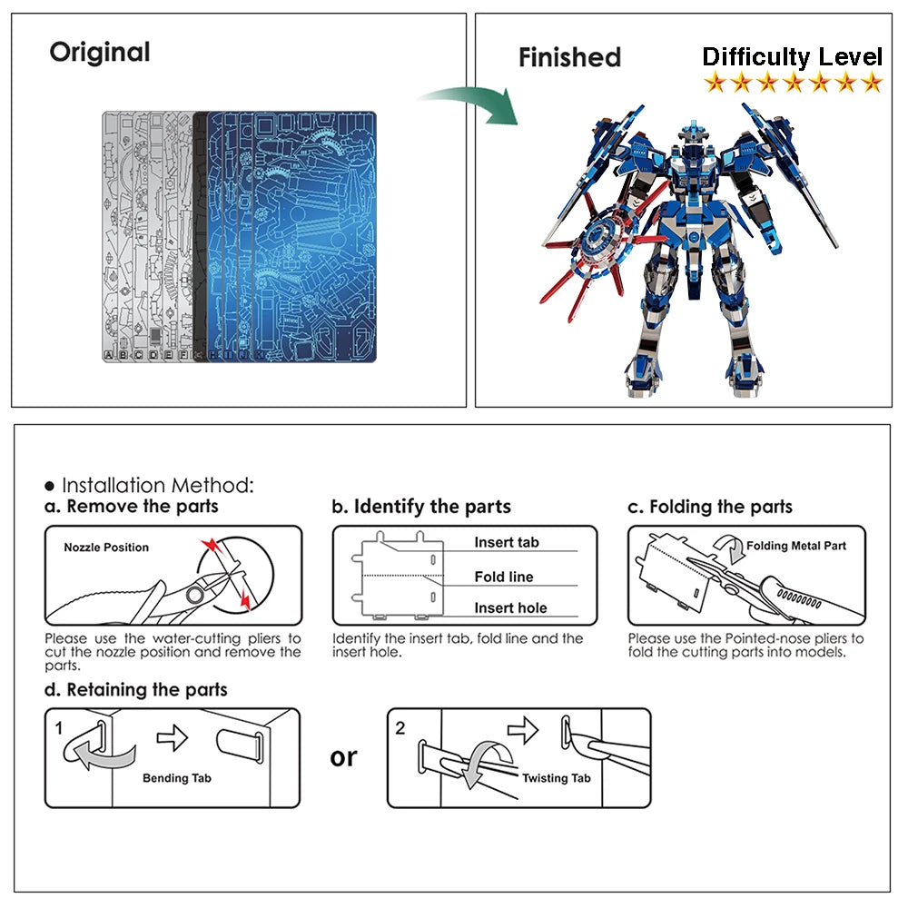 Piececool 3D Metal Puzzle -BLUE MAGNETIC ROTATION Model Building Kits Jigsaw Toy ,Christmas Birthday Gifts for Adults