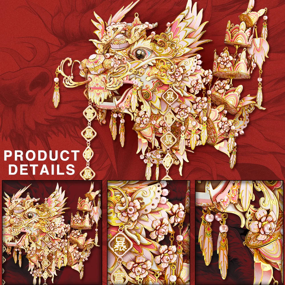 Piececool 3D Metal Puzzles Lucky Dragon Assembly Model Kits Jigsaw DIY Toy Creative Gifts for Chinese New Year Craft 383 pcs