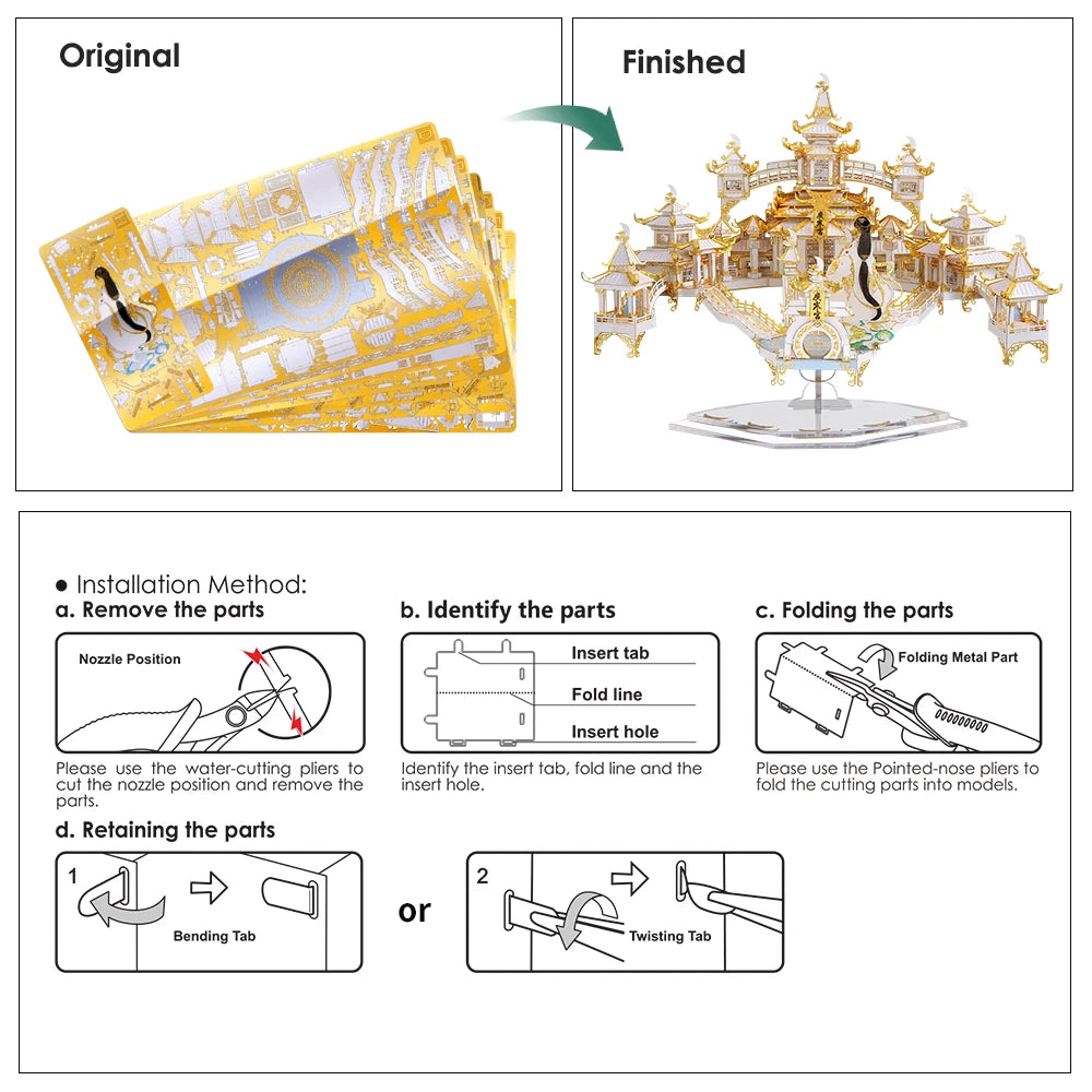 Piececool 3D Metal Puzzles-The Moon Palace Building Kits for Adult DIY Toys Model Kits Birthday New Year Gifts
