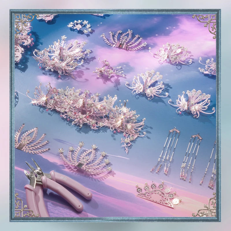 Piececool 3D Metal Model Kits Pearl-Pink Phoenix Coronet Puzzle Metal 3D Jigsaw DIY Kit for Adult Birthday Gifts