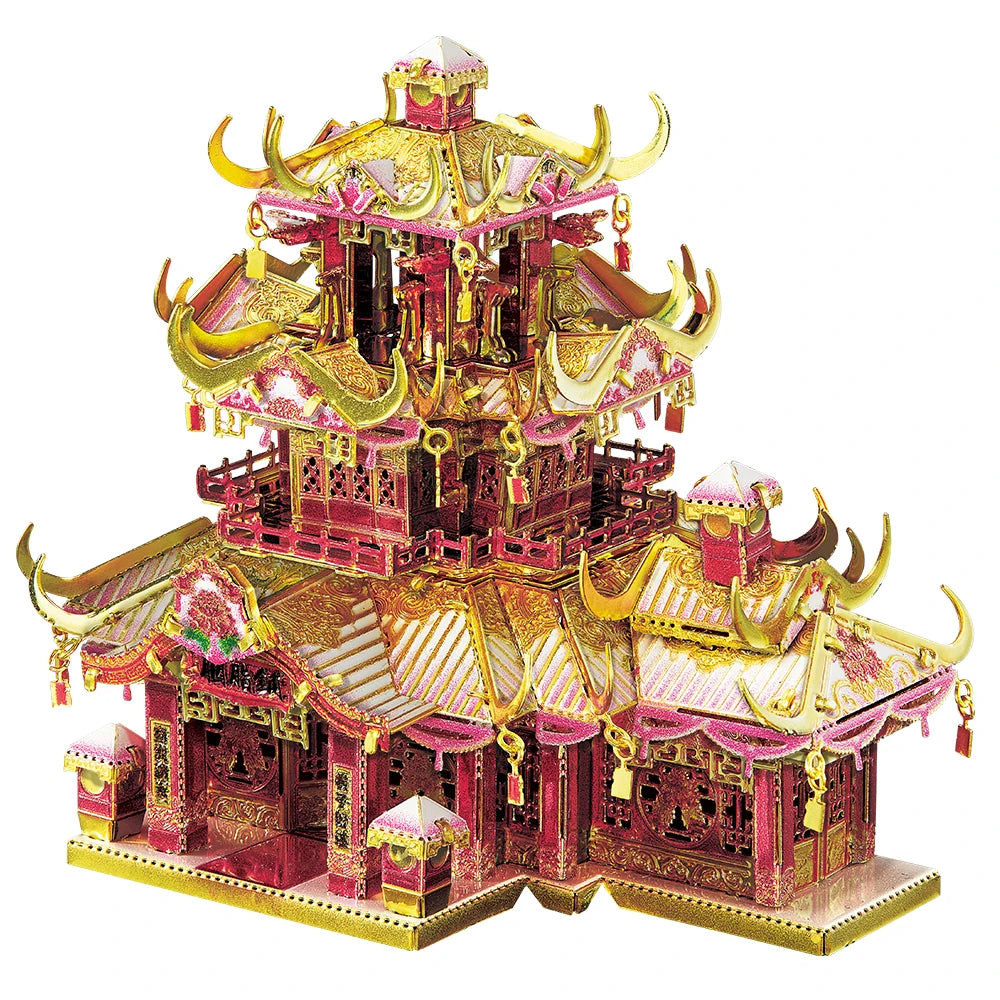 Piececool 3D Metal Puzzles Chinese Ancient Buildings Assembly Model Kit Brain Teaser Jigsaw Toy for Home Decoration
