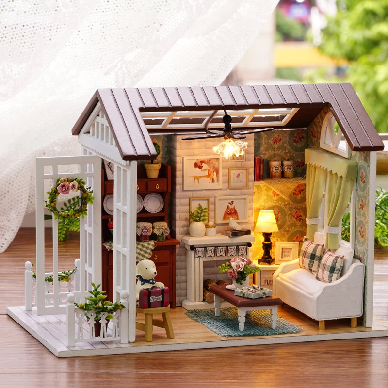 Good Times" DIY Miniature House Kit - Creative Wooden Craft for Adults, Heartwarming Christmas Gift & Collectible Home Decor