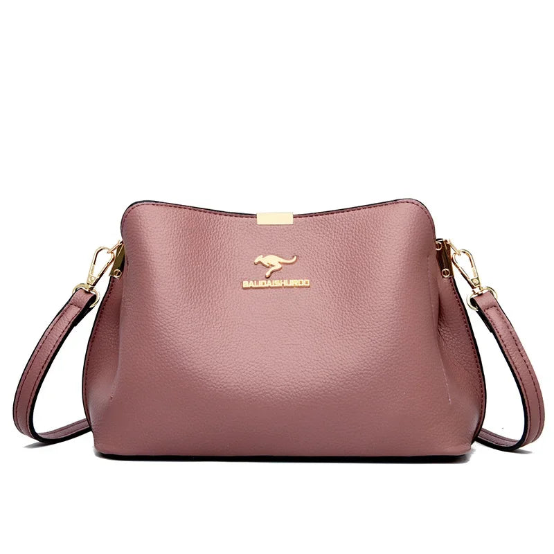 3 Layer Large Capacity Fashion Women's Shoulder Bag High Quality Soft Leather Female Handbag Luxury Designer Girl Crossbody Bags