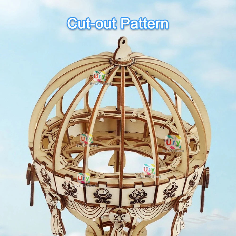 Ury 3D Wooden Puzzles Mini Amusement Park Ferris Wheel Hot Air Balloon Model Assembly Kits Decoration Toy Gift for Kids Adults