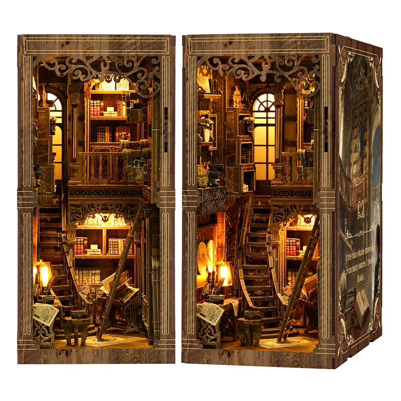 Vintage Book Collection Room Wooden Book Nook DIY Kit - 3D Puzzle House Model, Christmas & Black Friday Craft Gift