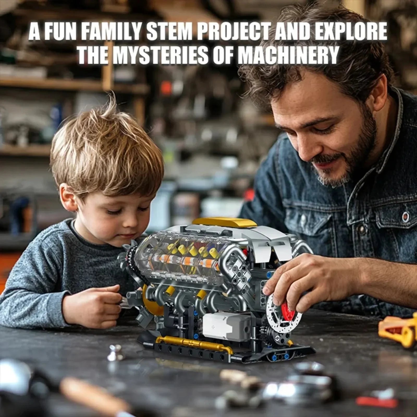 692 PCS MOC Technical Motorized V8 Engine Model Building Blocks Car Electrically Driven Engine Supercar Bricks Toys for Kid Gift