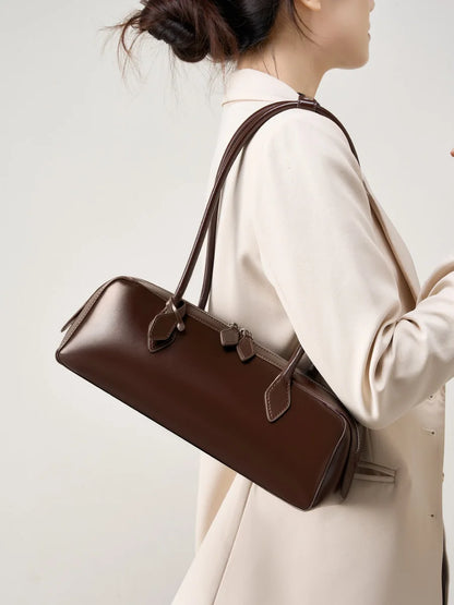 2025 New Genuine Leather Women's Shoulder Bag luxury Cowhide ladies handbag baguette bag female Commuter Shopping Underarm Bag