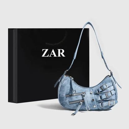 Korean Style High-end Feely2k Spicy Girl Underarm Bag 2024 New Street Trendy Cool Motorcycle Bag Fashionable Versatile Shoulder