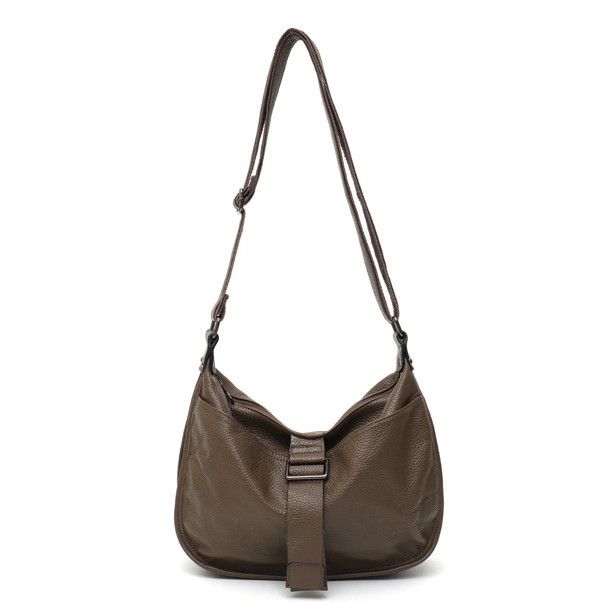 Women Design Style Genuine Leather Shoulder Bag Multi Pockets Casual Daily Slouchy Preppy Chic Handbag Messenger Satchel Purse