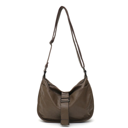 Women Design Style Genuine Leather Shoulder Bag Multi Pockets Casual Daily Slouchy Preppy Chic Handbag Messenger Satchel Purse