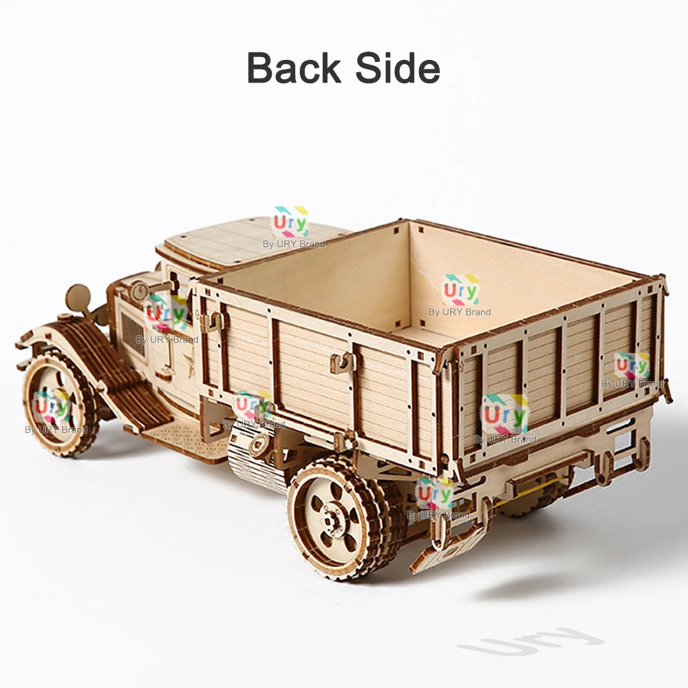 Ury 3D Wooden Puzzle Movable Engineering Transport Vehicle Assembly Truck Car Autotruck Model DIY Toys Decoration Gift for Kids