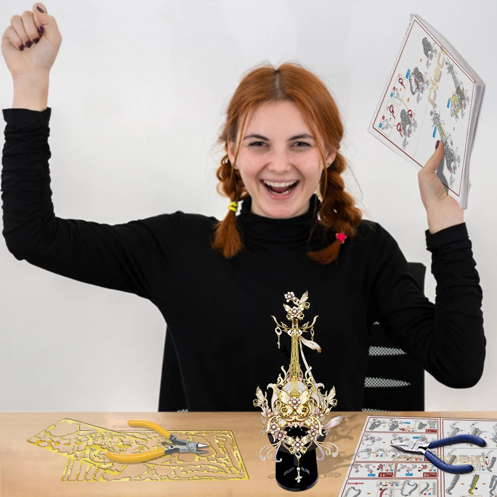 Piececool 3D Puzzles Instrument Model Building Kit Metal Piano Diy Toy for Adult Chinese Classical Style Jigsaw for Brain Teaser