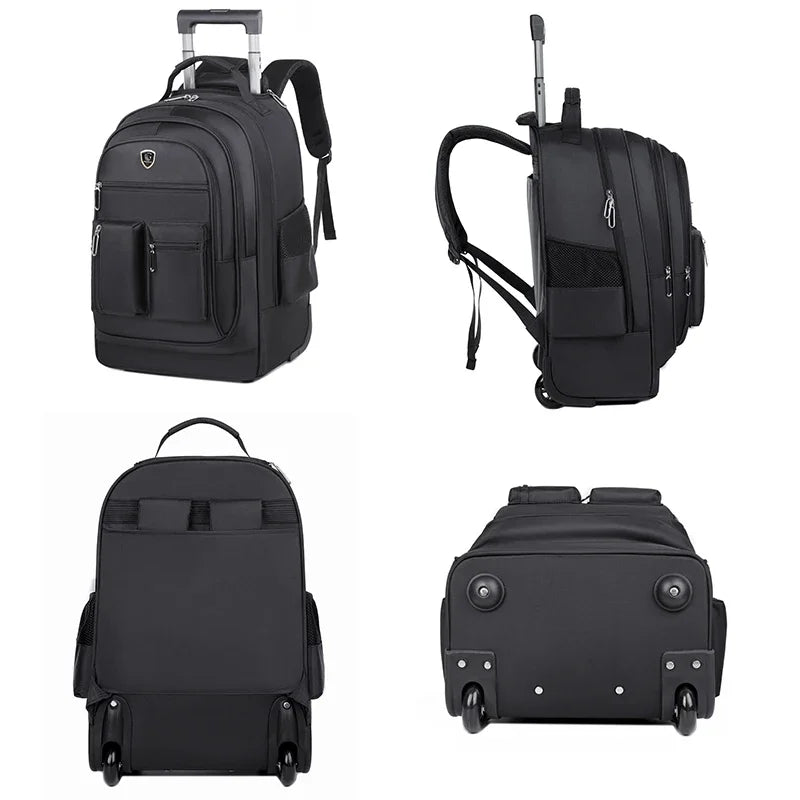Backpack Large Capacity Mute Wheel Pull Bar Backpack Multifunction Travel Backpack Students Schoolbag Luggage Bag