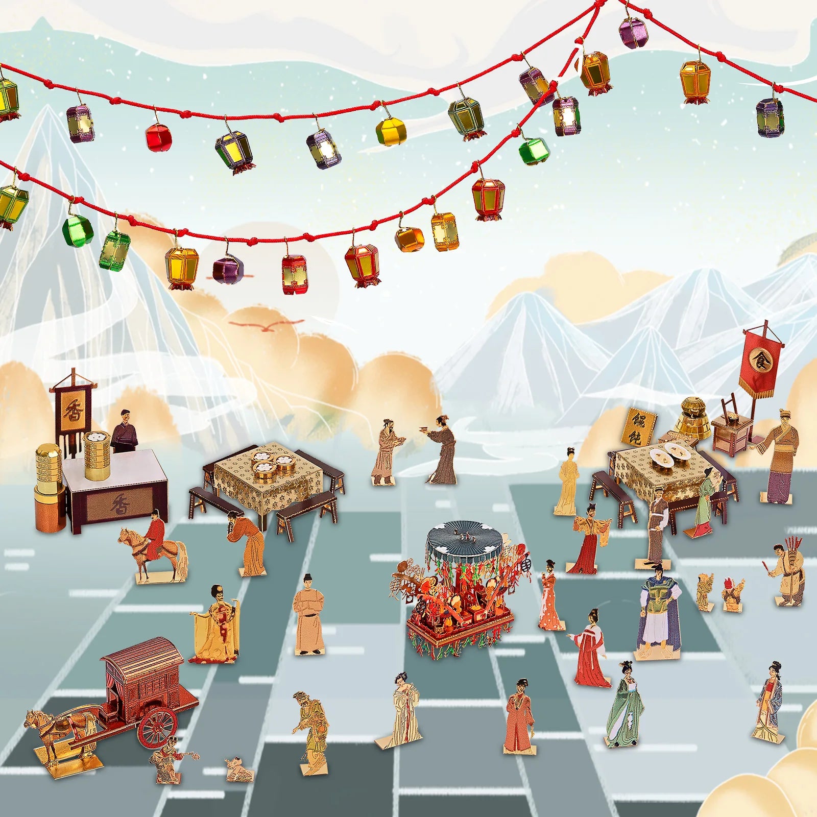 Piececool 3D Metal Puzzle for Adult Datang Street Scene Set Jigsaw DIY Model Building Kits Toy Brain Teaser