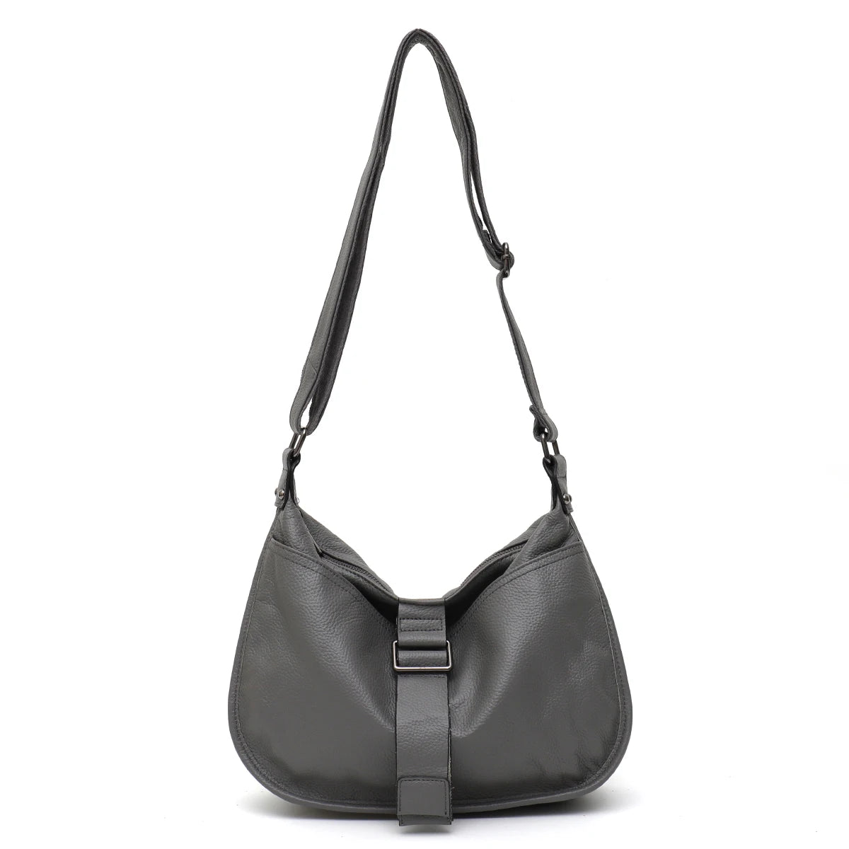 Women Design Style Genuine Leather Shoulder Bag Multi Pockets Casual Daily Slouchy Preppy Chic Handbag Messenger Satchel Purse