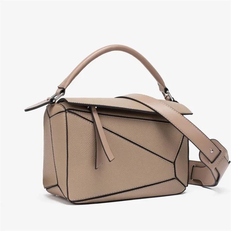 New Simple PU Geometric Handbag Women's Crossbody Bag Large Capacity Lightweight Doctor Bag Versatile Business Casual Style