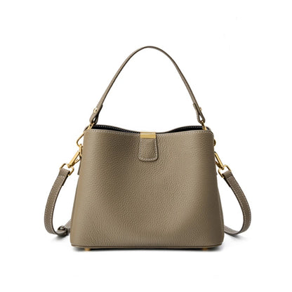 Burminsa Cowhide Genuine Leather Bucket Crossbody Shoulder Bags For Women 2025 Luxury Designer Top Handle Work Ladies Handbags