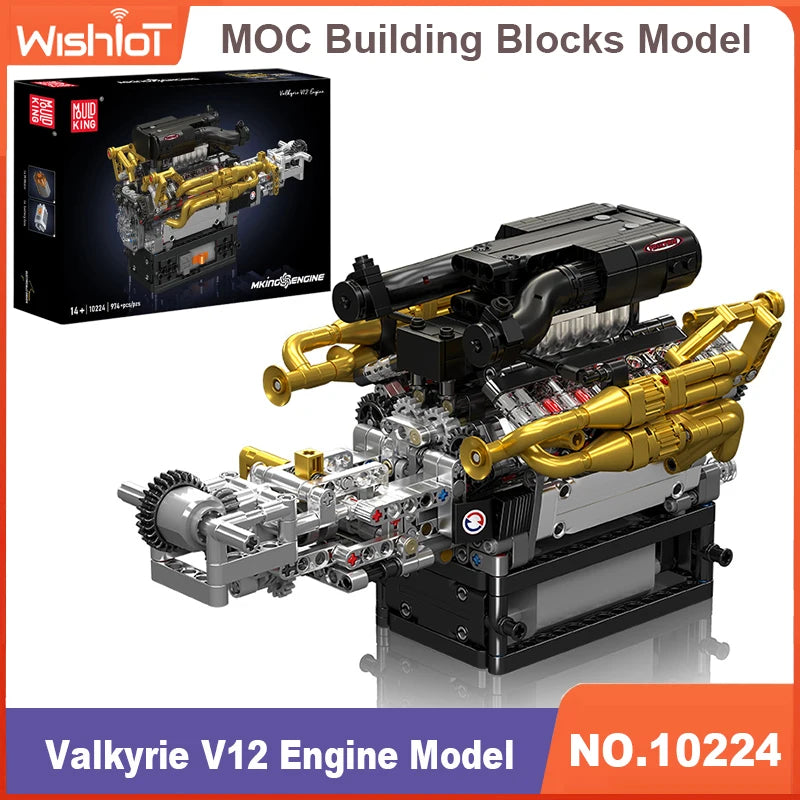 MOULD KING Engine Model Professional Building Blocks Sets V12 V8 W12 Turbojet Radial 739-1214PCS Technical Parts MOC DIY Toy