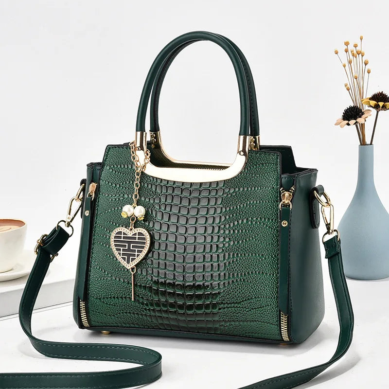 High-end big bag women's handbag atmospheric bright leather versatile shoulder messenger bag middle-aged women's bag