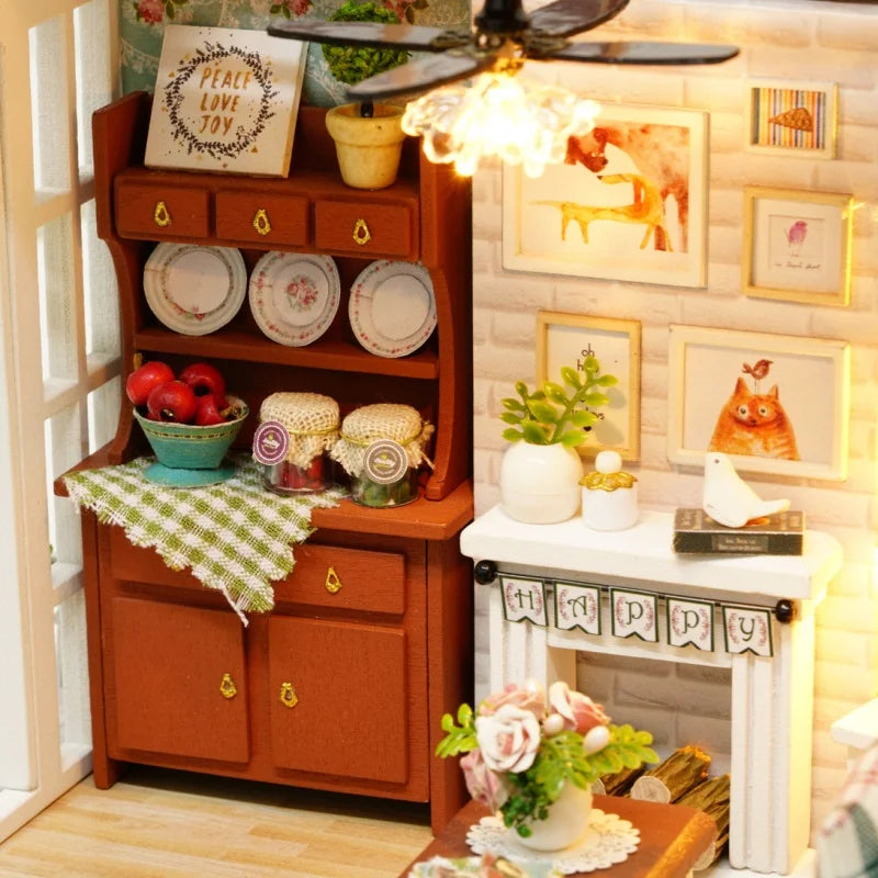 Good Times" DIY Miniature House Kit - Creative Wooden Craft for Adults, Heartwarming Christmas Gift & Collectible Home Decor