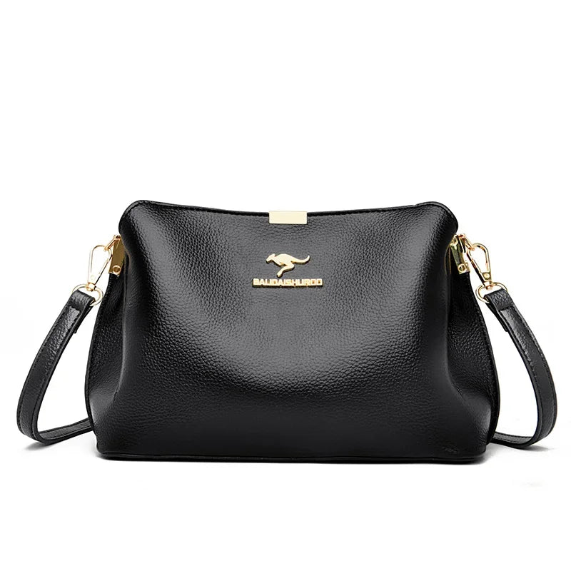 3 Layer Large Capacity Fashion Women's Shoulder Bag High Quality Soft Leather Female Handbag Luxury Designer Girl Crossbody Bags