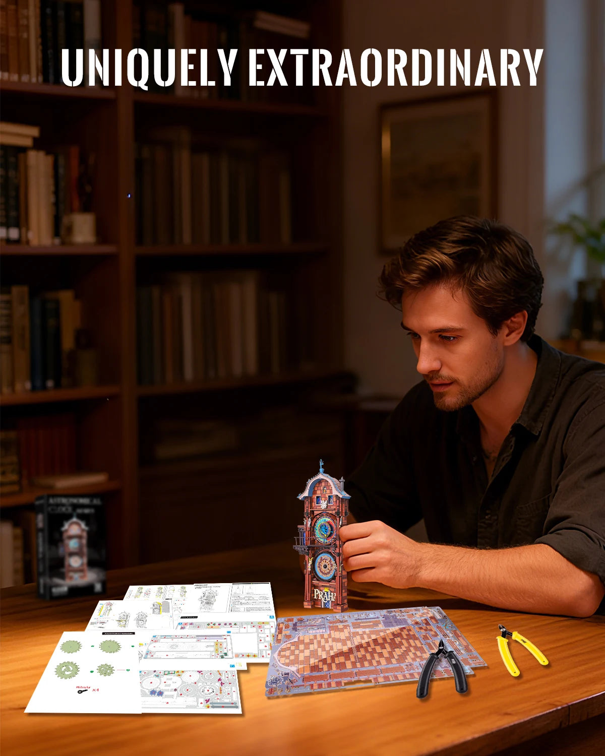 Piececool 3D Puzzles for Adult Astronomical Clock Assembly Metal Model Kits DIY Set for Home Decor Gifts for New Year