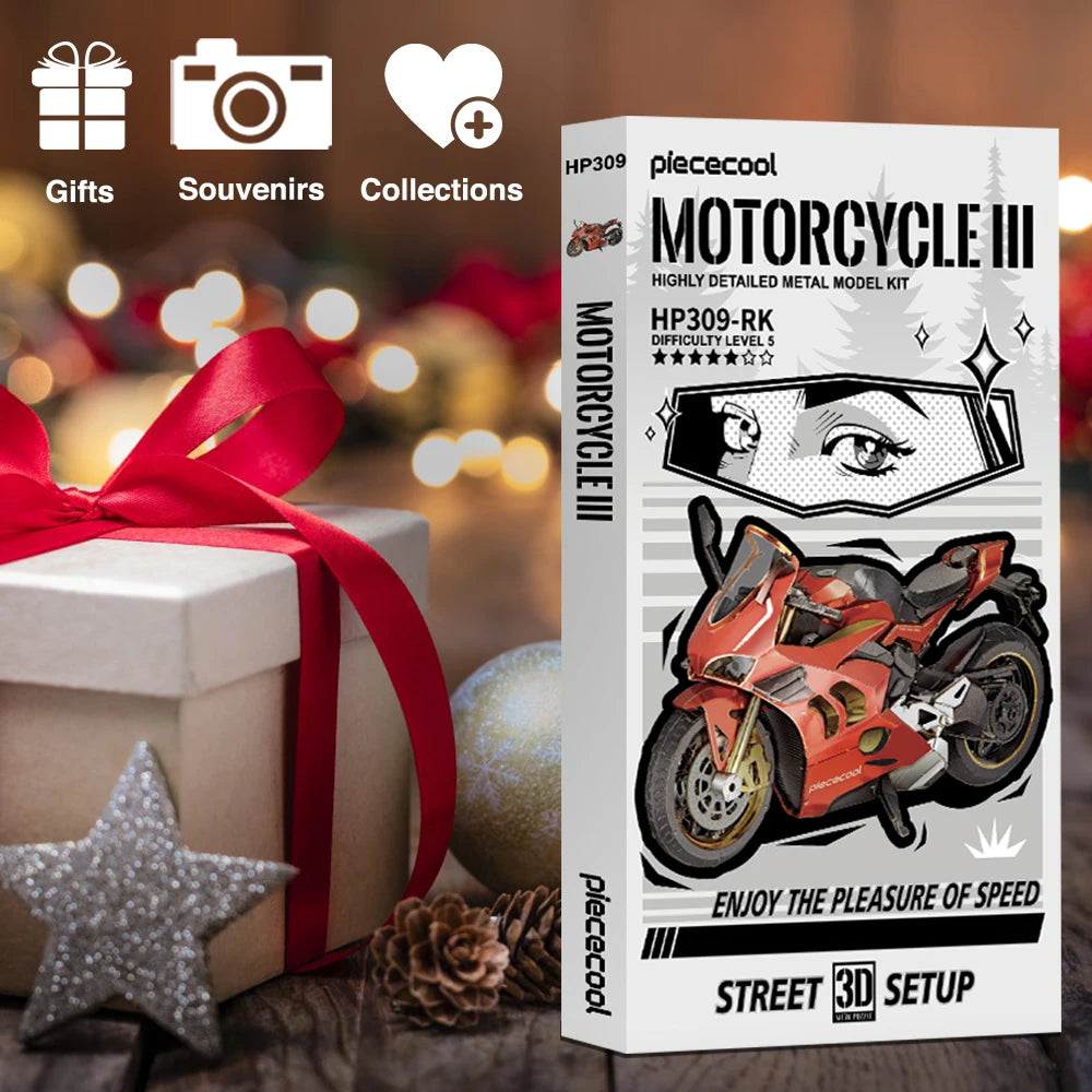 Piececool 3D Metal Puzzles Gifts Motorcycle III Assembly Model Kits DIY Toys for Teens Jigsaw 218pcs