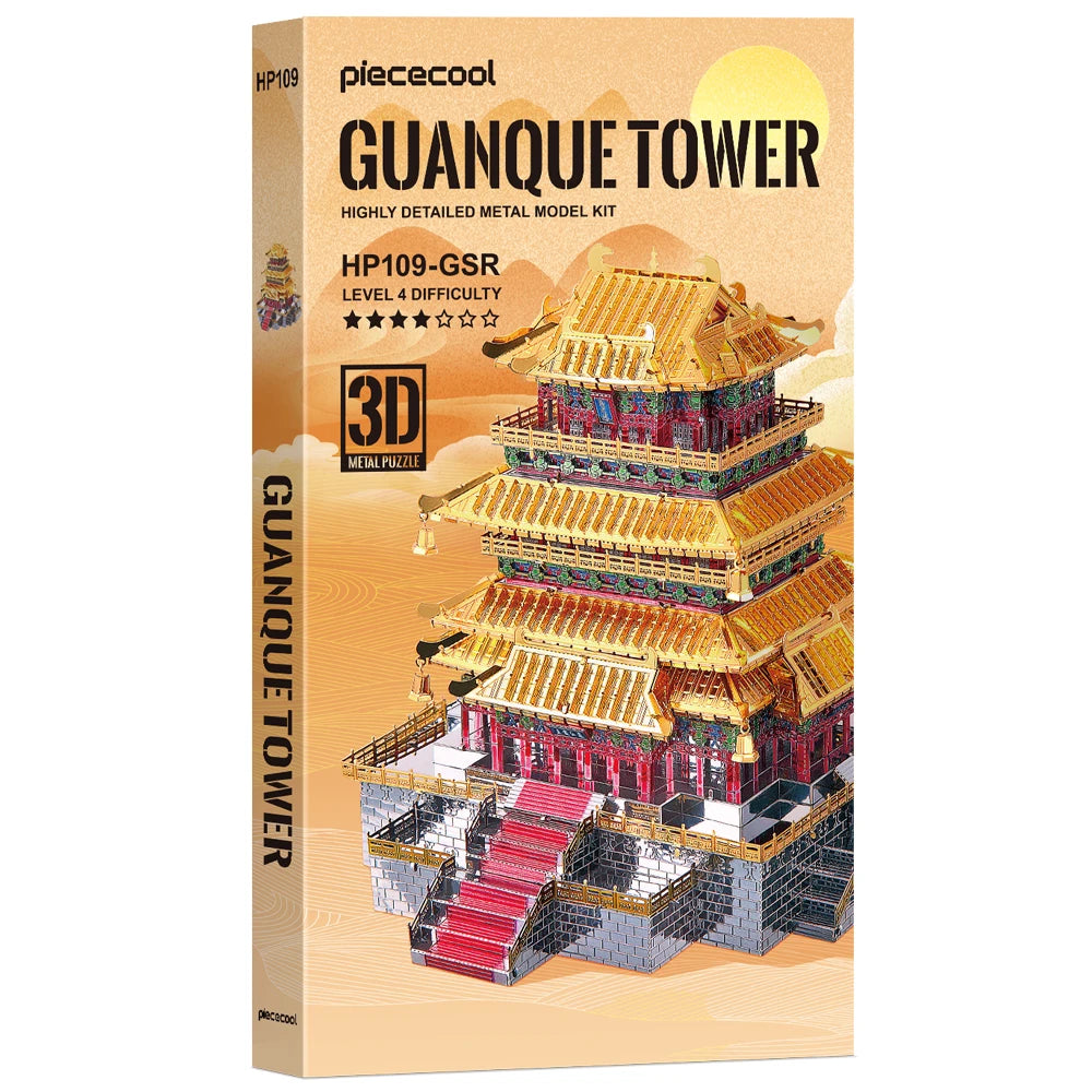 Piececool 3D Metal Puzzles GUANQUE TOWER Building Kits Model Kits DIY for Adult Teen Brain Teaser Best Gifts