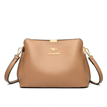 3 Layer Large Capacity Fashion Women's Shoulder Bag High Quality Soft Leather Female Handbag Luxury Designer Girl Crossbody Bags