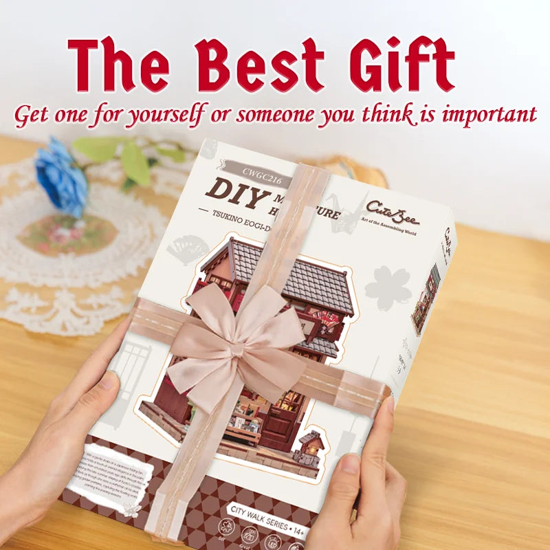 CUTEBEE Japanese Style Miniature Building Kits Dollhouse DIY Wooden Mini Doll House With Furniture for Party Birthday Gift