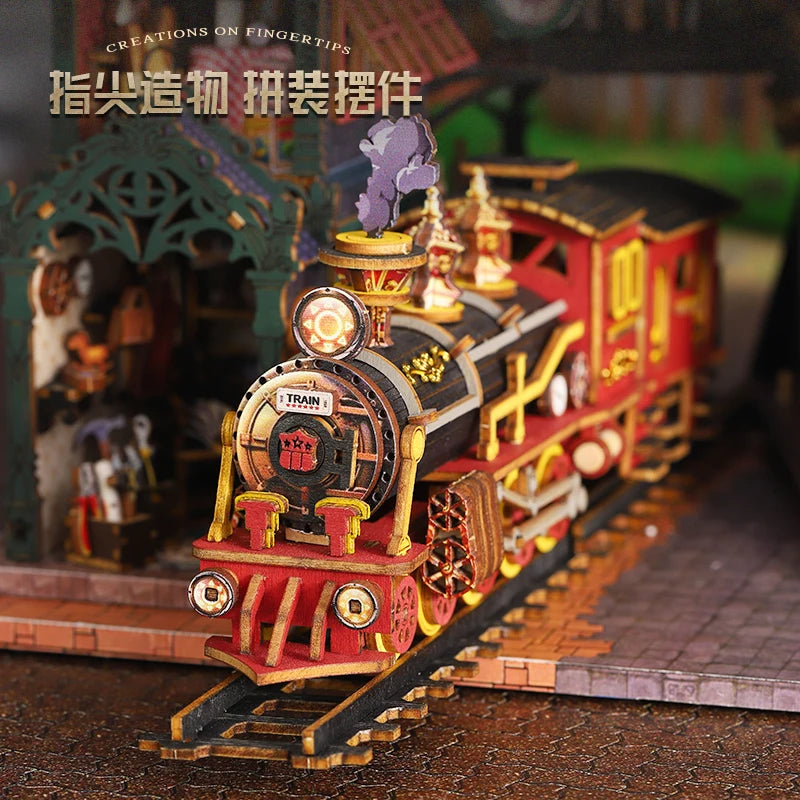 DIY Book Nook - Fantasy City Alley, 3D Puzzle Bookend for Bookshelf, Christmas & Black Friday Creative Gift Idea